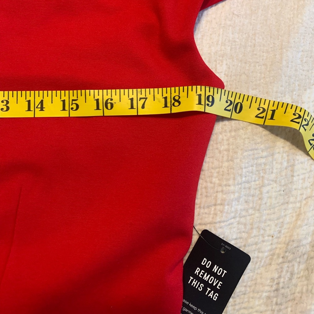 Express Fitted Ponte Sweetheart Neckline Off The Shoulder Red Bodysuit. SKU 139 - Picture 8 of 11